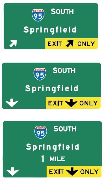 multi-lane exits with an option lane (adapted from Figure E- in the MUTCD).