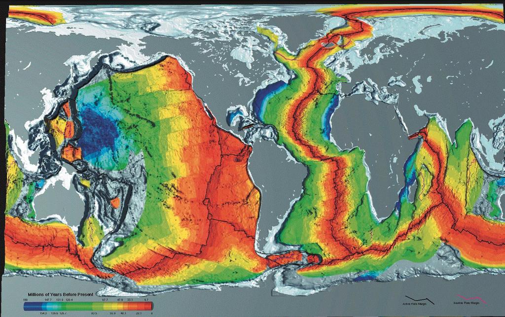 Age of the ocean crust.