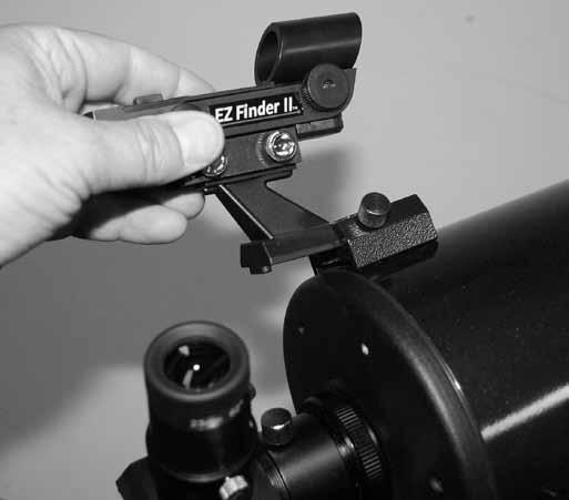 When the two are aligned, a celestial object that is centered on the EZ Finder II s red dot should also appear in the center of the telescope s eyepiece.