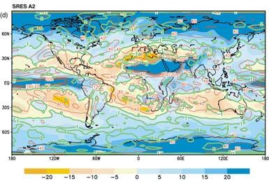 Precipitation change (2071-2100 SRES A2) Precipitation change (2071-2100 SRES B2) source: IPCC WG1 TAR