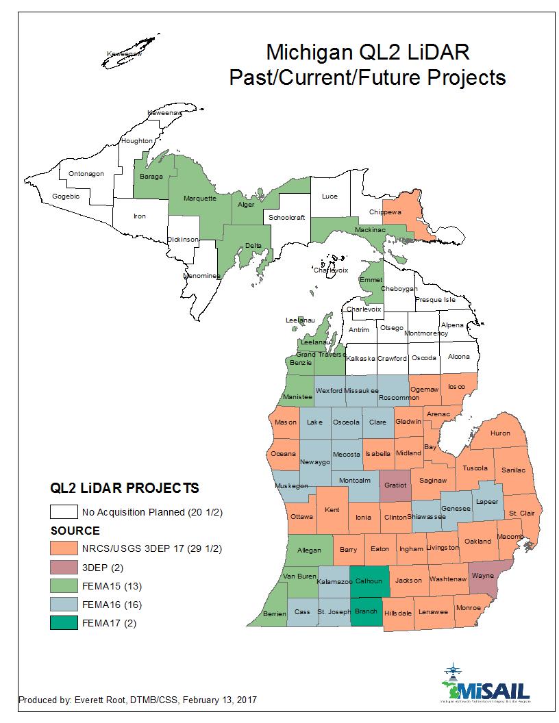 Michigan Statewide Authoritative Imagery & Lidar (MiSAIL) USGS 3DEP Grant Continuously accepting applications State can
