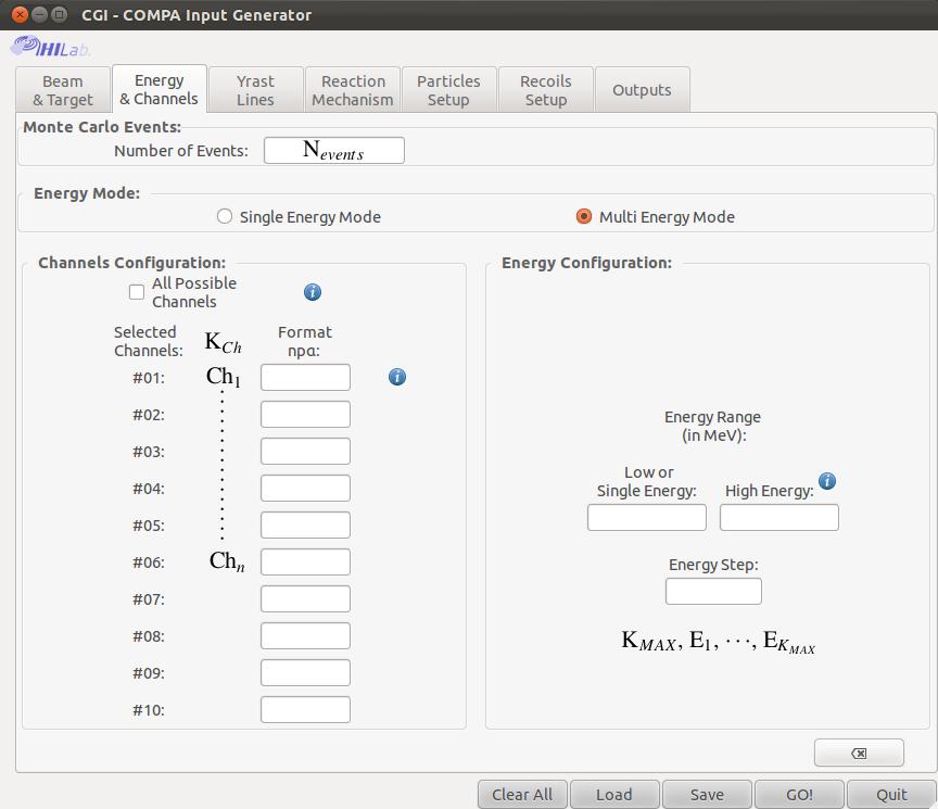 Figure 2: * The second menu of the GUI. Corresponding input parameters from the compa.inp file are marked.
