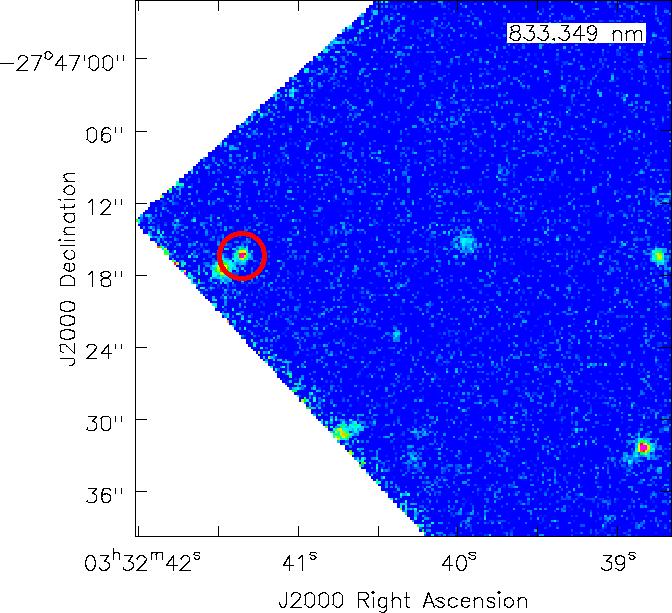 Figure 31: Emission from object 116 (red circle) Objects 103 and 105 are large, relatively bright objects.