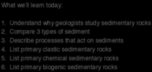 Understand why geologists study sedimentary rocks" 2.