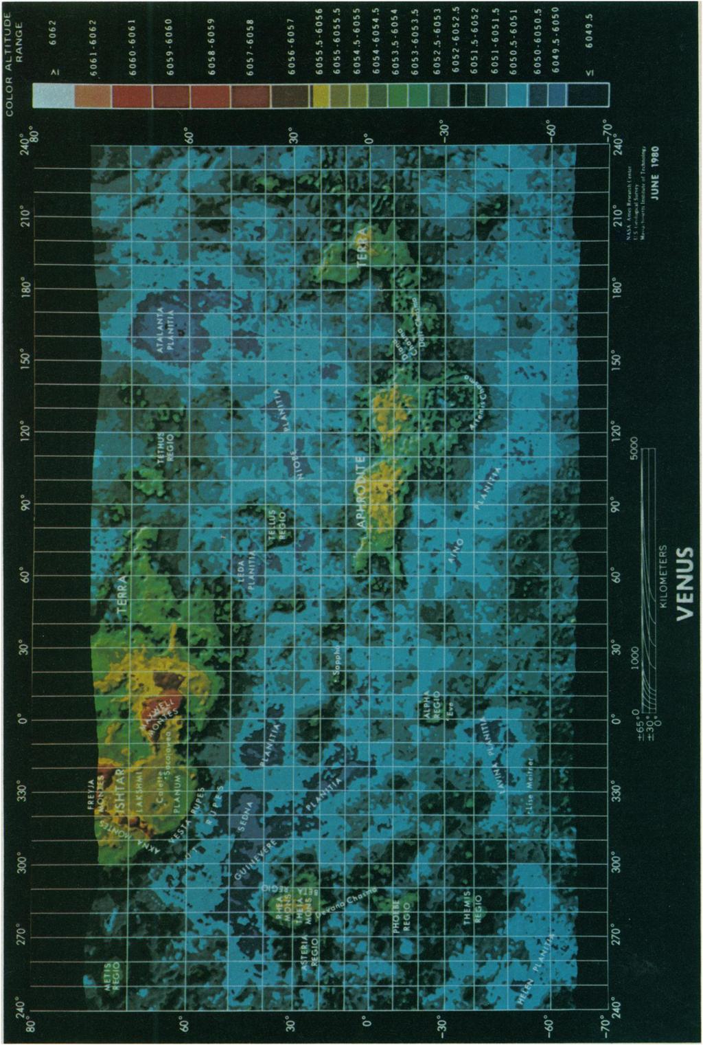 t- 00 Fig. 11. Topography of the surface of Venus (Mercator projection).
