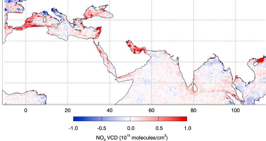Ship emissions from satellite observations Trace gases: GOME, SCIAMAMCHY, OMI, GOME-2 (near future: TROPOMI, Sentinel-4/5 ) First discovered by 6-year GOME NO 2 data (Beirle,2004) over Indian Ocean: