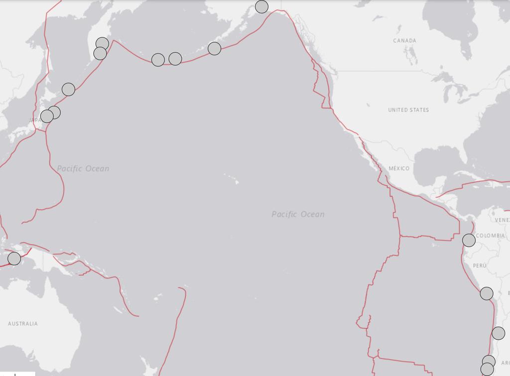 consider Figure 1, which shows the location of strong earthquakes in the last 100 years.