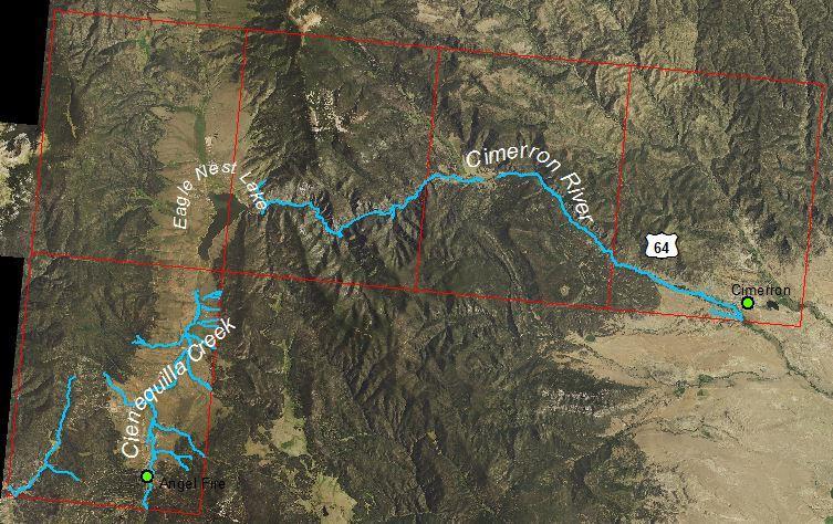 minimum mapping scale of 1:2,500 within the selected waterways (Cimarron River and Cienequilla Creek) which are found within the greater Cimarron Watershed (Figure 5).