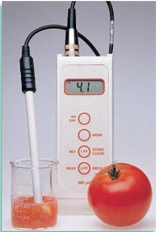 ph meter à determines the ph of a solution by measuring voltage between two electrodes