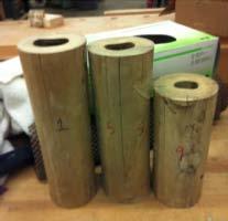 Each of these were then radially cut into four more pieces and sanded to even out the dimensions as much as possible.