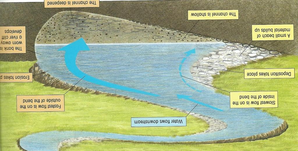 3. River Landfrms ften fund in the Middle Curse: Meanders: The bends in a river are called meanders.