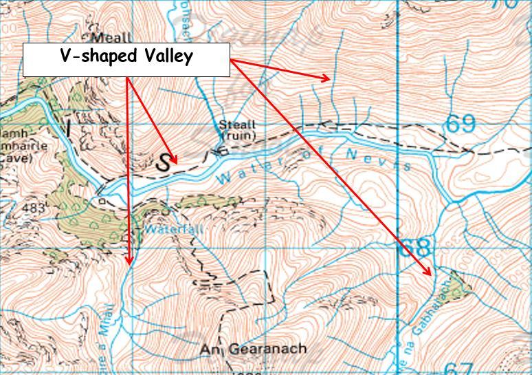 5. River Map Wrk V-shaped valleys: On