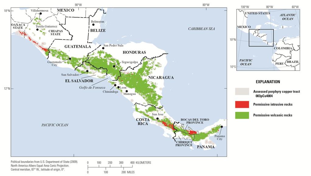 Geology and assessment results for the Cocos permissive tract Estimated numbers of undiscovered deposits 90 % chance of 4 or more 50% chance of 14 or more 10% chance of 24 or more Results of