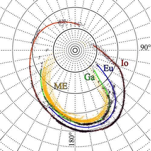 Figure 1. System III polar map of the UV auroral features obtained from the 1136 ACS images of Jupiter s northern polar region considered in the present study.