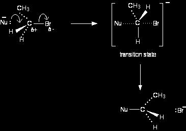 Second-Order Nucleophilic Substitution (S N 2) PRIMARY AND SECONDARY HALOGENOALKANES react in second-order reactions. Reaction Mechanism: A nucleophile attacks the positively polar carbon atom.