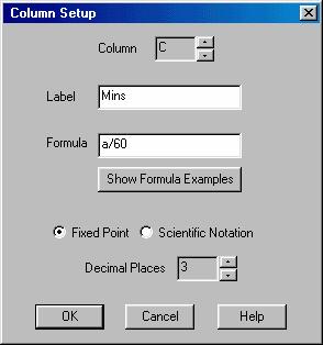 3. Create some new data columns: Click on a column letter, and in the menu bar click on COLUMN SETUP.