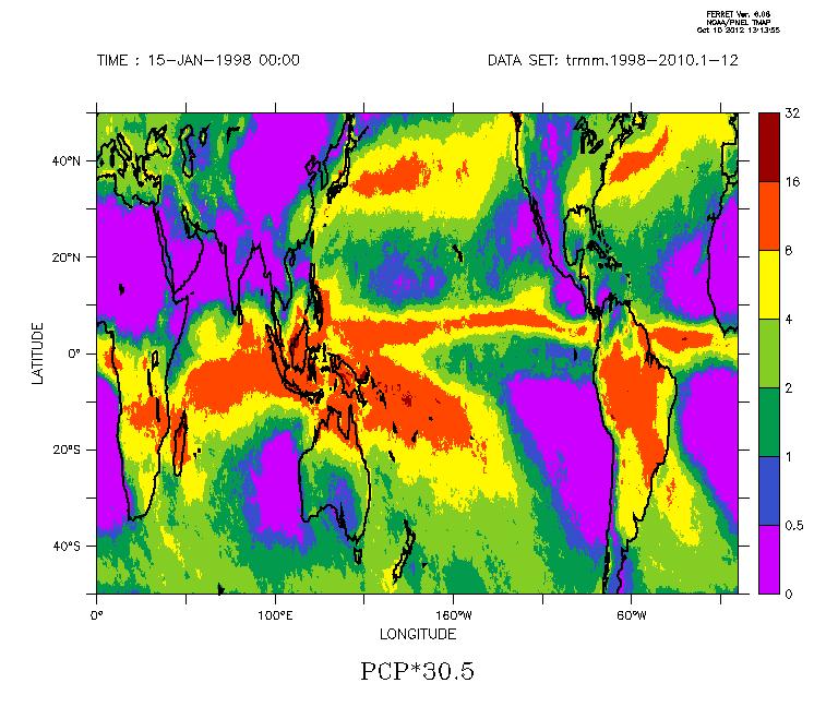 Present-day annual precipitation TRMM