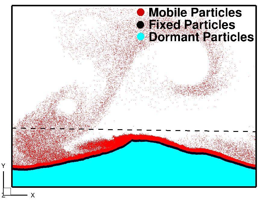 The particles are sorted and stored in memory based on this flag, allowing for efficient access of the mobile particles as a subset of all particles in the domain.