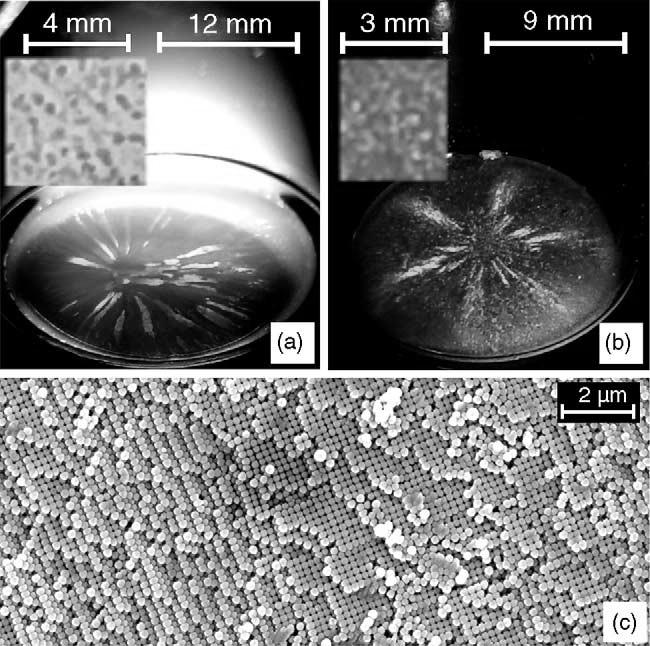 3D Nanostructured Materials Structures showing opalescence Opalescencing structure, made from 200 nm silica particles