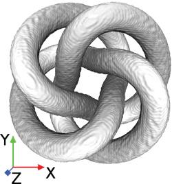 DECAY OF HELICAL AND NONHELICAL MAGNETIC KNOTS PHYSICAL REVIEW E 84, 016406 (2011) FIG. 4. (Color online) Isosurface of the initial magnetic field energy for the 4-foil configuration.