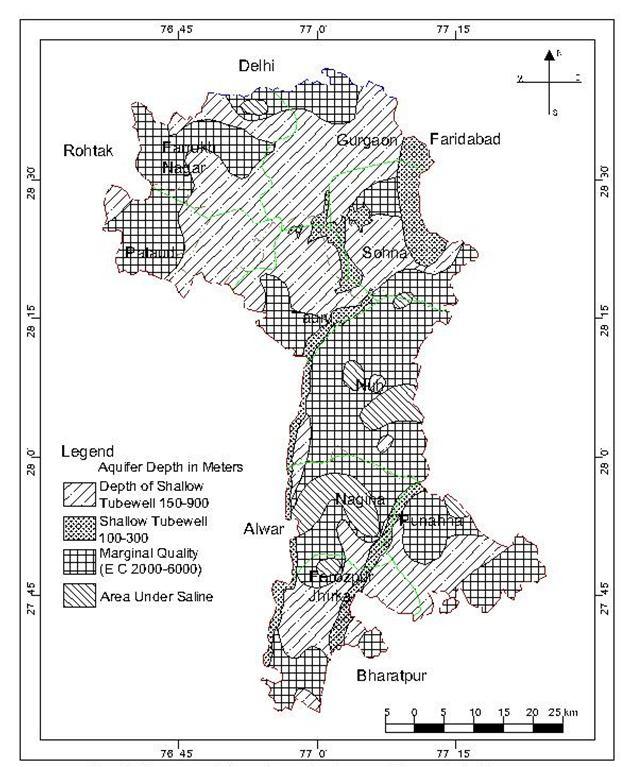 Application of Remote Sensing & GIS Data in Groundwater Prospecting in Gurgaon and Mewat Districts, Haryana, India Fig.5 Ground Water Prospects in Study Area 5.