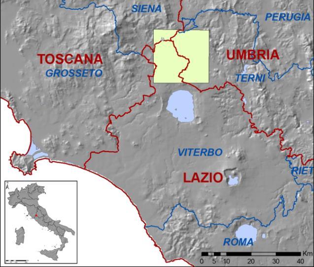 GeoSIAM applications Sample 1: geothermal field of Castel Giorgio Torre Alfina - close to Bolsena Lake, between Lazio and Umbria regions - extension of more than 100 km 2 - Feasibility study for a 5