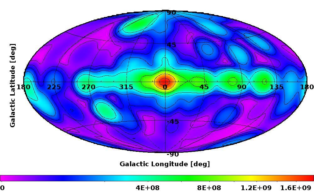 Galaxy s centre and to have an extent of 10 12 (FWHM); no extension towards northern latitudes was seen.