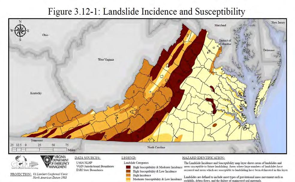 Figure 4.41. Landslide Incidence and Susceptibility. 3. Magnitude or Severity Landslides are frequently associated with periods of heavy rainfall or rapid snow melt.