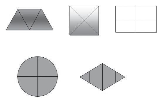 Novosti v posodobljenem učnem načrtu na ikonični ravni. Polovice lahko navežemo na simetrijo in jo opazujemo pri likih z vsaj eno simetralo, npr.