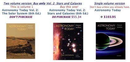 Buying and using the right version of the textbook Our textbook is called Astronomy Today, by Chaisson and McMillan,!