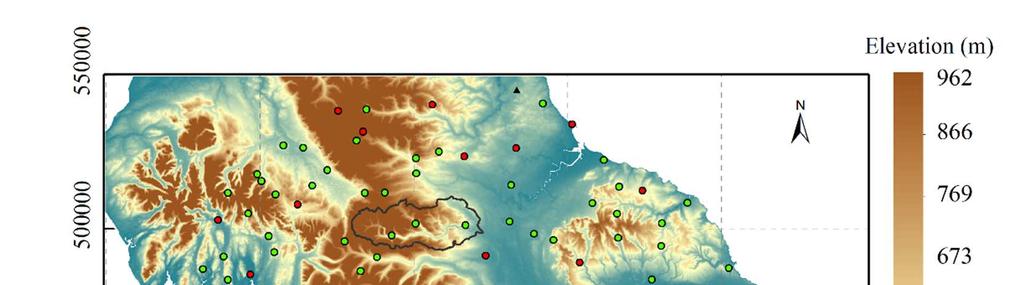 Figure 1: Map of the terrain elevation of study area, showing the locations of raingauges, weather radars and the boundary of study catchment. 3 Case study 3.
