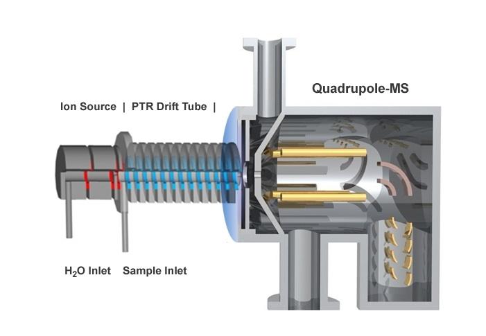Unlike in TOF or ion mobility MS, reaction ions are not subjected to a electrical potential in the drift tube but are moved through the system by placing a low pressure vacuum pump at the interface