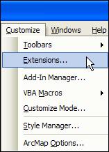 3. Load ArcMap Extensions. In ArcMap, load the Spatial Analyst and 3D Analyst Extensions.