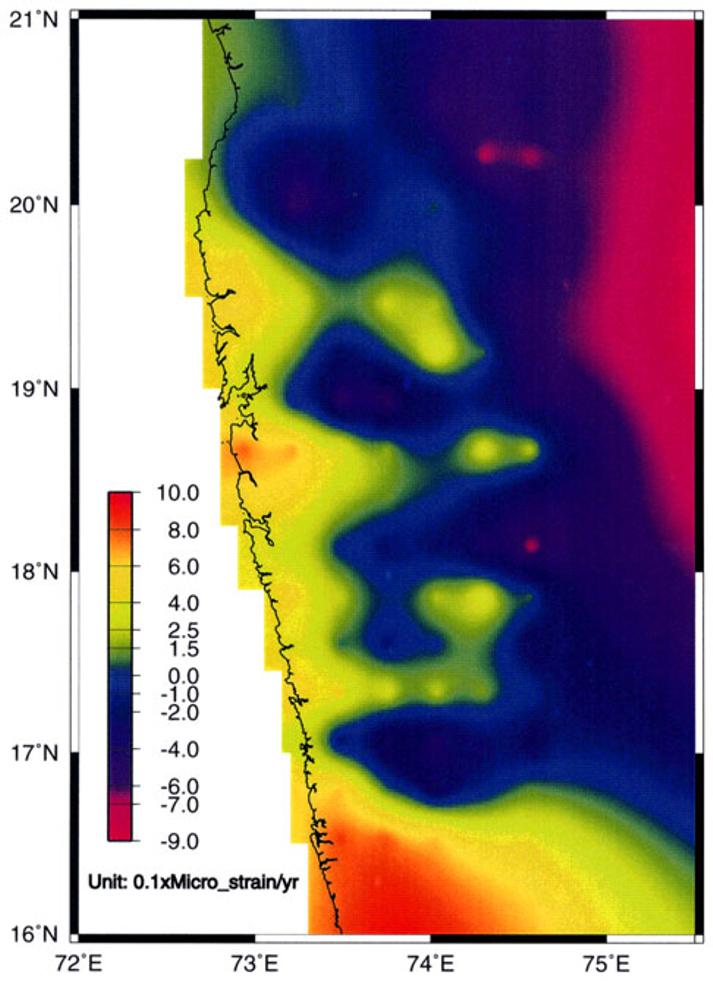 The velocity vector for IGS site IISC (Bangalore) is shown in the inset. correlations in nature (El-Fiky and Kato, 1999).