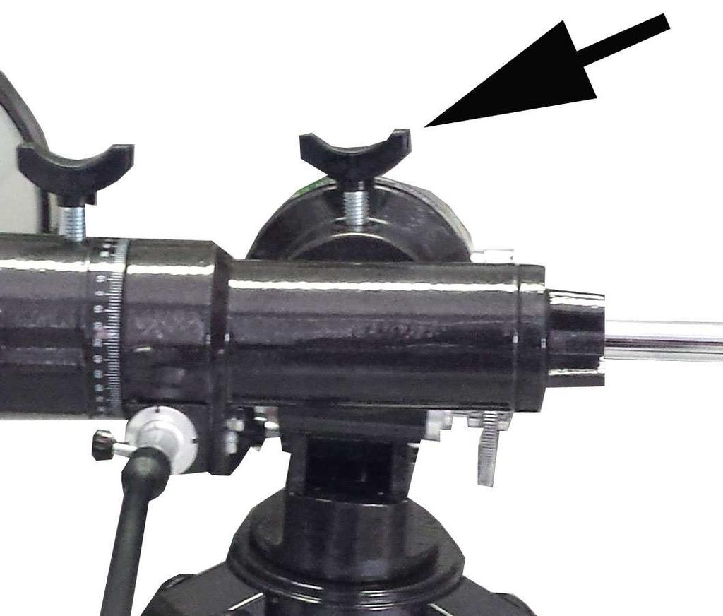Loosen the right ascension clamp. It holds the axis. If you loosen this clamp, then the axis is freestanding and can be moved like a seesaw.