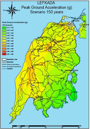 PGA spatial distribution from LEFKADA island earthquake M6.