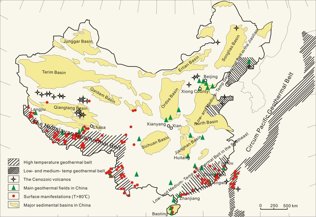 Figure 1: The distribution map of geothermal resources in China China has a large number of geothermal resource reserves whether high-temperature or low- and medium-temperature, most of which have