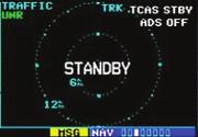 The Standby Screen appears when the GDL 88 passes the power-up test. NOTE: when the system is in standby, the GDL 88 does not transmit, interrogate, or track intruders aircraft.
