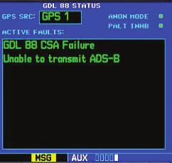 Failure Response Errors indicated by a FAILED message on the screen prevent continued use of the GDL 88 Series unit.