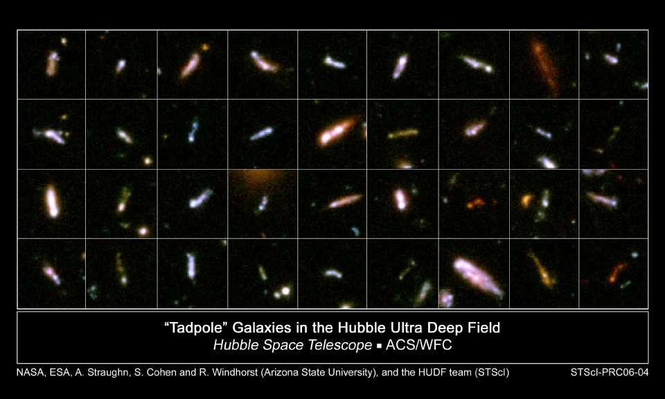 (2) A study of Early-Stage Mergers in the HUDF Tadpole galaxies in HUDF: www.hubblesite.