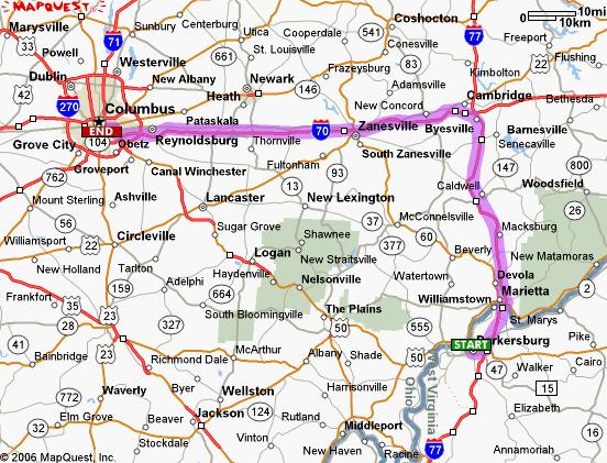 Average speed vs average velocity You drive 55 miles north on from Parkersburg. Then you take and drive 80 miles west towards Columbus. The driving takes 2 hours.