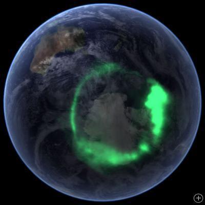 Figure 4.8 Aurora Australis as captured by NASA s image satellite, overlaid onto NASA s satellite-based Blue Marble image. 4.4 Effect on Ionosphere Ionosphere is the outermost layer of earth s atmosphere.