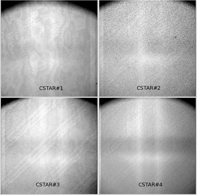 284 X. Zhou et al. Fig. 7 Flat-field images for each telescope. of the camera. The weather was good most of the time during the four observation nights, and more than 20 000 images were obtained.