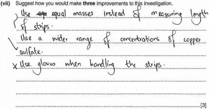 Paper 3 Advanced Practical Skills Examiner comment grade E (i) This candidate gained full credit although the range was not even throughout the selected concentrations.