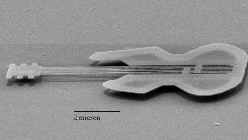 (e.g. mechanical milling supramolecular structure electron beam lithography, reactive ion etching) Electron microscope image of the world's smallest guitar.