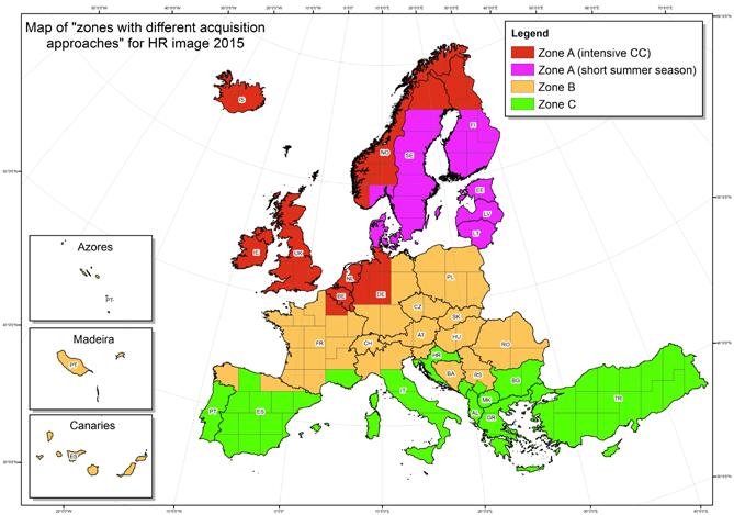 2015-2020: Data WareHouse 2 EUR_HR2_MULTITEMP: 7 monthly coverage of Europe in 2015 Applications: Continuation of previous pan-european land services and land use/land cover mapping efforts