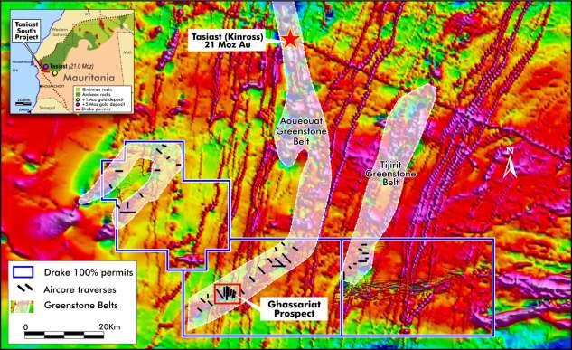 Drake Resources Limited (ASX: DRK, Drake) announced today it has intersected broad zones of gold mineralisation at its 100 per cent owned Tasiast South Project in Mauritania, West Africa.