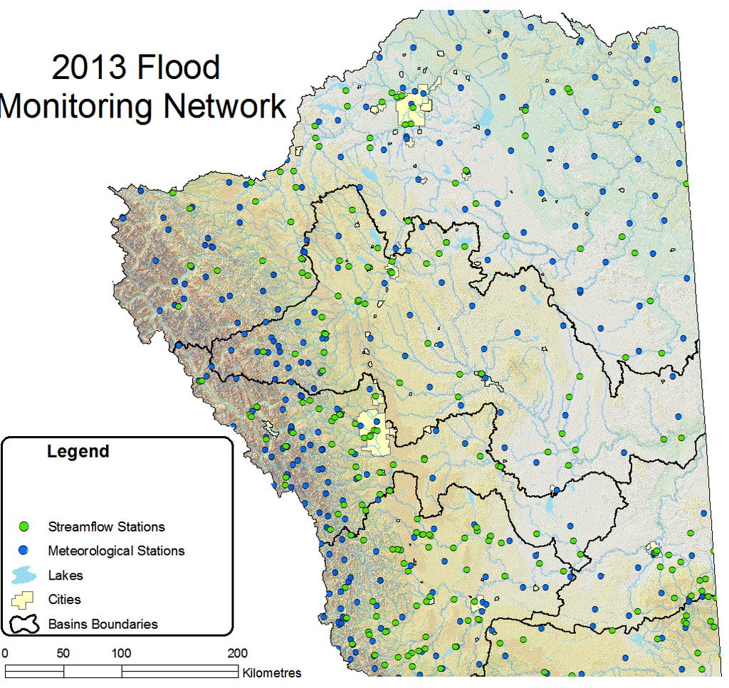 2013 Flood Monitoring Network 110 Hydrometric and 179