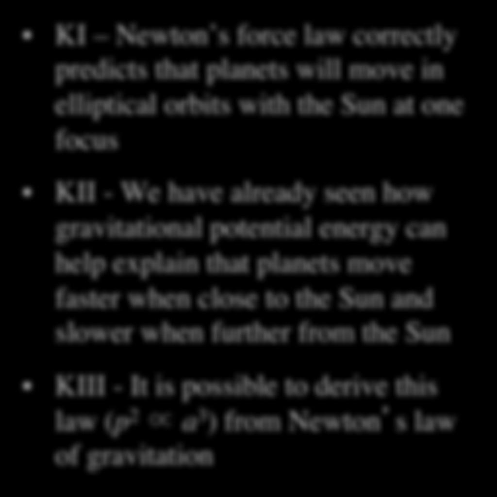 Newton and Kepler s Laws KI Newton s force law correctly predicts that planets will move in