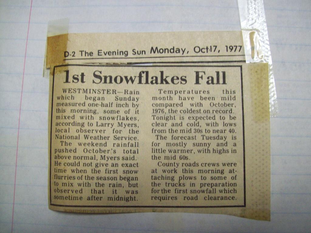 PART IV, SNOWSTORM OF OCTOBER 17, 1977.